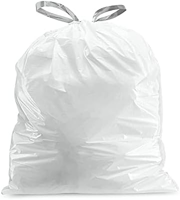 Plasticplace Custom Fit Trash Bags, Compatible with simplehuman Code V (100 Count) White Drawstring Garbage Liners 4.2-4.8 Gallon/ 16-18 Liter, 14.5" x 27.5"