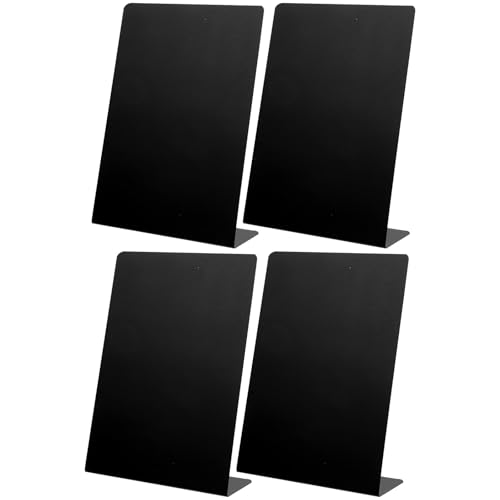 Cabilock Pizarras Multifuncionales de Pvc 4 Piezas, Mini Pizarras para Escribir Menú 15x21 Cm, Color Negro Mate, Letreros Decorativos para Bodas, Fiestas, Buffet y Restaurantes