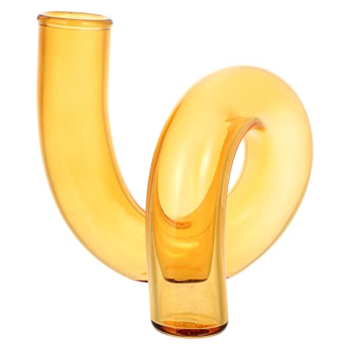 Housoutil Vase en Verre Décoratif Vase de Vase Hydroponique Vase Géométrique Flower Pot Abstract Vase Vase Vase Vase pour Fleurs Séchées Mauvaises Mauvaises Orange