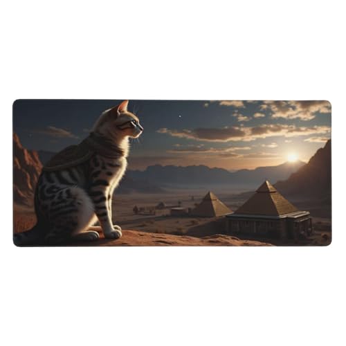 Tapis de souris de jeu au motif chat marron pour bureau et ordinateur