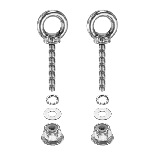 Image of PATIKIL M3 x 20mm Shoulder Eye Bolt, 2 Pcs 304 Stainless Steel Lifting Ring Threaded Eye Bolt with Flange Lock Nuts Spring and Flat Washers for Hanging Tie Down Straps Outdoor Indoor