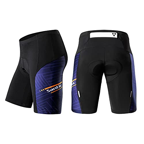 Short de cyclisme rembourré homme bleu Santic taille M avec poche latérale