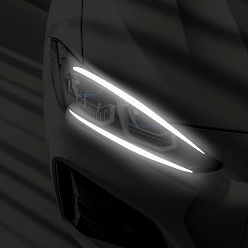 Image of 4 Pcs Reflective Eyeliner Car Decals-2 Pair Super Bright Vinyl Stickers for Headlights, High Reflective Car Headlight Eyelashes Sticker Cute Girl Car Accessory (White)