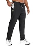 Peakwell Men's Lightweight Hiking Pants Quick-Dry Outdoor Sweatpants Workout with Zipper Pockets, Black, Large