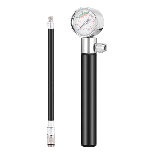 Zxpjkyu Small Bicycle Pump with Indicator American French Valve Smart Valve Bicycle Tire Pump Inflator for, Black