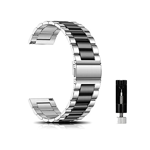 CeiBand Correa para 22MM 18MM 20MM, Métal Ajustable de Acero Inoxidable Correas, Banda Reemplazo de Reloj inteligente para Hombres Mujer - Negro/P
