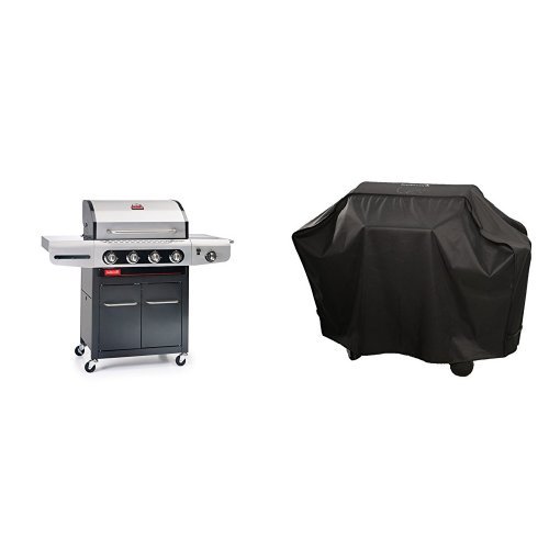 Barbecook Gasgrill Siesta 412 ohne Plancha, grau, 142 x 55,6 x 118 cm, 2239241202 + Abdeckhaube