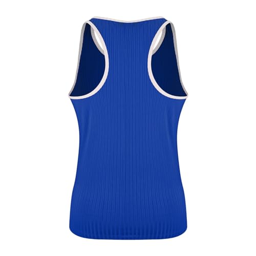 Camiseta sin mangas para hombre, lisa y transpirable, con espalda en Y, estilo británico, para correr, senderismo y al aire libre, azul, L