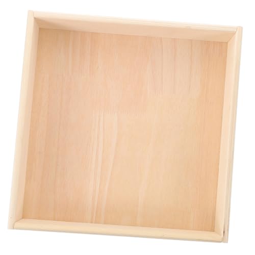 BESPORTBLE Arenero Infantil De Madera Natural Cuadrado 25x25x6 Cm, Caja De Almacenamiento Estable para Juegos De Simulación, Juguetes De Arenero, Uso En Interiores y Espacios Pequeños