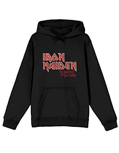 Rock Off Iron Maiden Hoodie Number of the Beast Vintage Logo Faded Edge Album Mens M Black