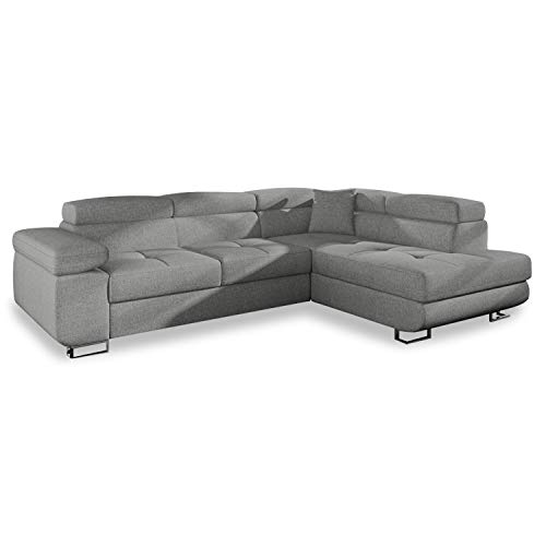 INTENSE DECO Canapé d'angle Droit Convertible Marius Tissu Gris
