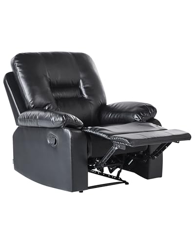 Beliani Fauteuil Relax Position Réglable en Cuir PU Noir avec Repose-Pied et Dossier Inclinables Design Moderne et Ultra Élégant