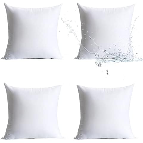 Calibrate Timing 18 x 18 Pillow Inserts Outdoor, Pack of 4 Water Resistant Hypoallergenic Square Decorative Throw Pillow Cushion Stuffer Forms Couch Sham - 18 x 18 inches Cover