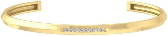 14K Yellow or White Gold Lab-Grown Diamond Cuff Bangle Bracelet (1/6 cttw, D-F Color, VS Clarity)