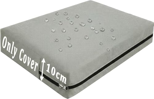 Outdoor Cushion Covers 4 Inch Thick Patio Furniture Replacement Slipcovers Water Resistant Oxford Fabric for Garden Chair RV Sofa Pallet Seating Zippered Protector(Light Gray,16x26x4in)
