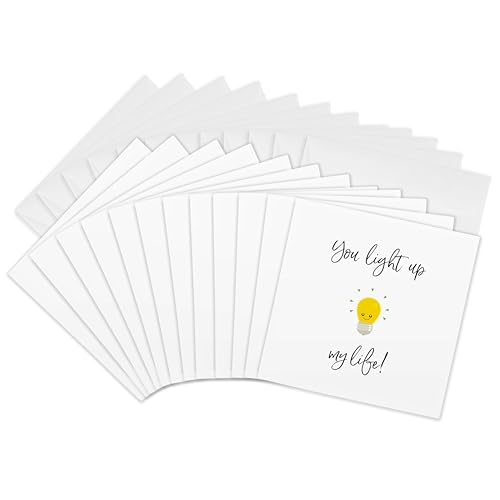 Cartes de vœux carrées You illuminated My Life en papier cartonné épais x12