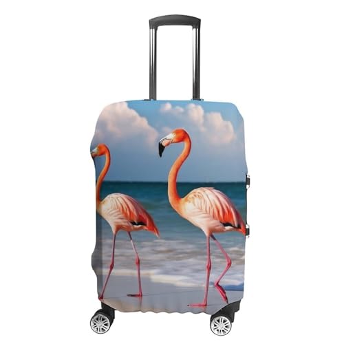 Suitcase Covers for Luggage Washable Luggage Cover Flamingo On The Beach Luggages Wheel Covers Elastic Travel Carry On Suitcase Cover Travel Luggages Protector Sleeve Fit 29-32 Inch S