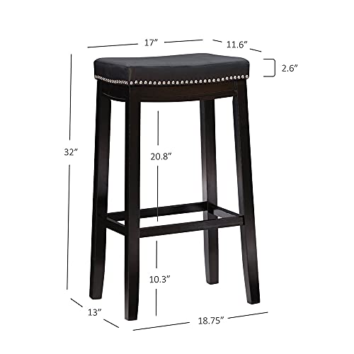 Linon Claridge Bar, Black Stool, 32" X 18.75" X 13" - Image 4