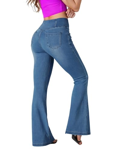 BlueRose Flare Jean Leggings for Women,Bell Bottom Jeans for Women Knit Crossover High Waisted Bootcut Jean2