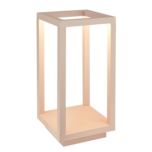 BRILONER - LED Tischlampe kabellos IP44 mit Touch, dimmbar, CCT, Akku & Lichtquelle tauschbar, LED Laterne, Tischleuchte, Akku Lampe, Terrasse, Outdoor Lampe, 10x10x22 cm, Beige