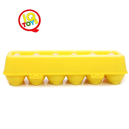 IQ Toys Matching Eggs Set, Toddler Match an Egg Toy, Educational Set of 12 Color and Number Recognition Learning Skills Eggs and Egg Carton for Toddlers Kids Girls and Boys