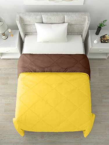 Image of Clasiko Reversible Single Bed Comforter; 60x90 Inches; 200GSM; Yellow & Brown