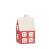 Abbott Collection Red House White Roof Stoneware Tealight Candle Holder (5' H)