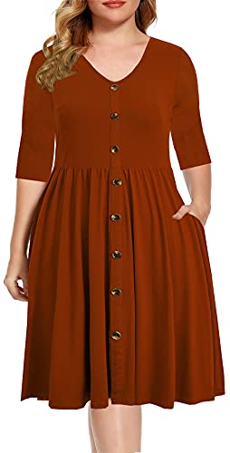 BEDOAR Plus Size 3/4 Sleeve Fall Dress - Casual Semi