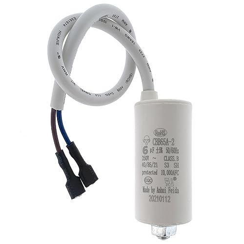CBB65A-2 6uF 250VAC 50/60Hz Compressor Run & Start Capacitor 40/85/21 with RoHS UL (Screw Fixing)