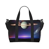 QGQHS Cosmic Saturn Handreisetasche, für Damen und Herren, strapazierfähiges Material und stilvolles Design, geeignet für Geschäfts- und Freizeitreisen, Schwarz
