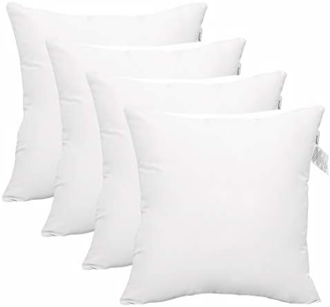 ACCENTHOME 18x18 Pillow Inserts ( Pack of 4 ) Hypoallergenic Throw Pillows Forms | White Square Throw Pillow Insert | Decorative Sham Stuffer Cushion Filler for Sofa , Couch , Bed & Living Room Decor