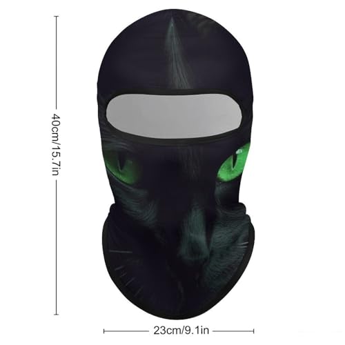 Balaclava para Hombre Máscara de Esquí Negra con Ojos de Gato Verde para Invierno y Ciclismo miniatura 2
