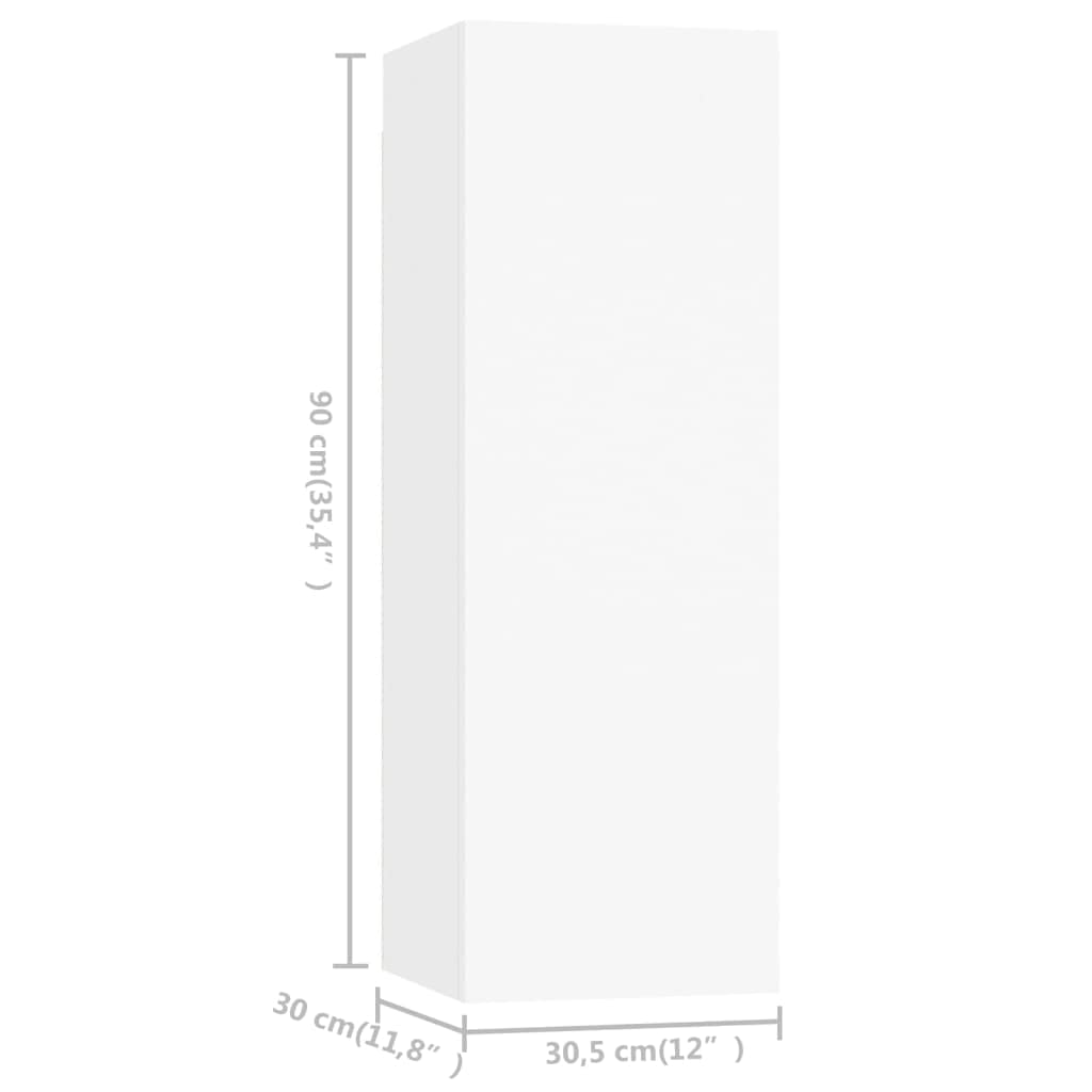4 piezas de mueble de TV colgante blanco de madera con mucho espacio de almacenamiento, montaje en pared, ideal para almacenamiento y organización, fácil de limpiar con un paño húmedo.