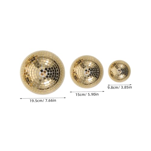 Bolas Espejadas Doradas para Decoración, 3 Piezas, Esferas Reflectoras de Vidrio con Adhesivo Trasero, Fáciles de Limpiar y Tema Años 70 para Cocinas y Fiestas de Baile miniatura 2