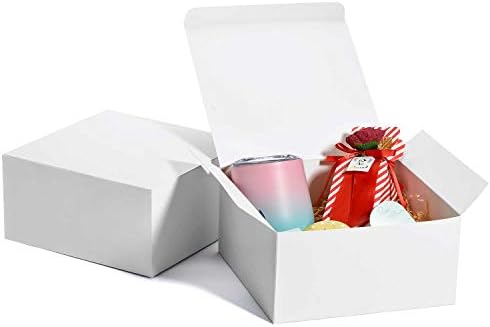 MESHA 8x8x4 Inches White Gift Boxes with Lids, Recyclable Paper Bridesmaid Proposal Box 10 Pack, Bulk Gift Box for Presents, Mother's Day, Birthday Party, Graduation, Holidays