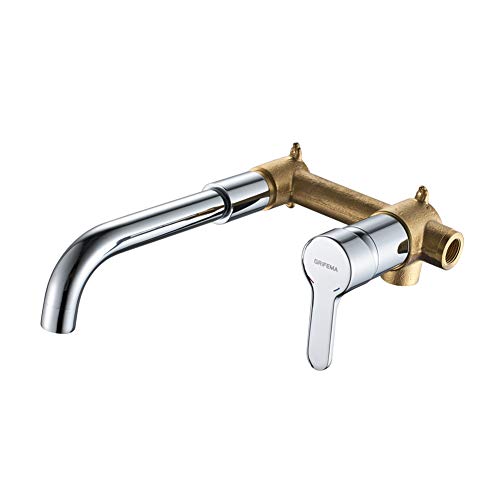 GRIFEMA PORTO - G11503 Mural 2 Trous Mitigeur de Lavabo, Robinet de Salle de Bains avec Corps Encastré, Chromé