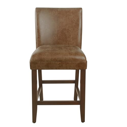 Butaco tapizado HomePop de 24 pulgadas, cuero sintético color marrón cognac miniatura 6