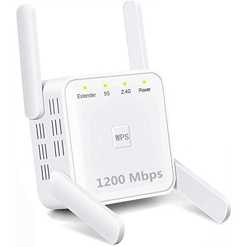 Carantee WiFi Range Extender, 1200Mbps Wireless Signal Repeater Booster, Dual Band 2.4G and 5G Expander, 4 Antennas 360Â° Full Coverage, Extend WiFi Signal to Smart Home & Alexa Devicesï¼ˆRA1200Zï¼‰