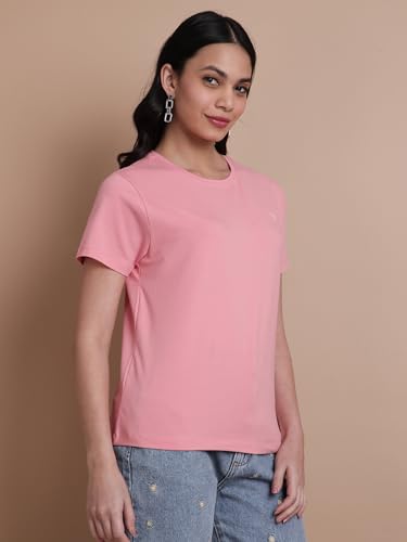 Image of TWIN BIRDS Women's Cotton Elastane T-Shirt | Stretchable Lightweight Casual Round Neck Solid Plain Tee | Soft Breathable Fabric Top | Short Sleeve Everyday Wear