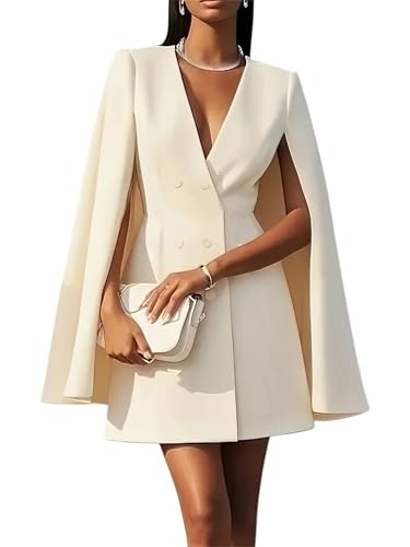 Vestido tipo blazer elegante con cuello en V y manga dividida para mujer, elegante vestido formal para el trabajo y negocios, albaricoque, XL