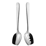 ❤【Mango largo】La longitud total de cada cuchara es de 20,9 cm, perfecta para servir comida caliente en tazones grandes y ollas profundas. ¡Este diseño clásico de cuchara ranurada combinará con todos sus utensilios de cocina de metal y es perfecto para los postres!