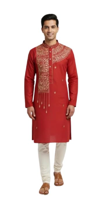Chandana Saree House Classic Cotton Work Solid Men Kurta Panjabi| Traditional, Ethnic, Comfortable, Breathable, Lightweight, Skin Friendly|SL_328-image-14