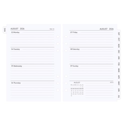 Academic Diary 2026 2027 Refill A5 Size Week to View 21 x 14.8 cm