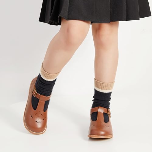 Image of GINFIVE Toddler Girls Dress Shoes Little Kids Flats School Mary Janes Shoes
