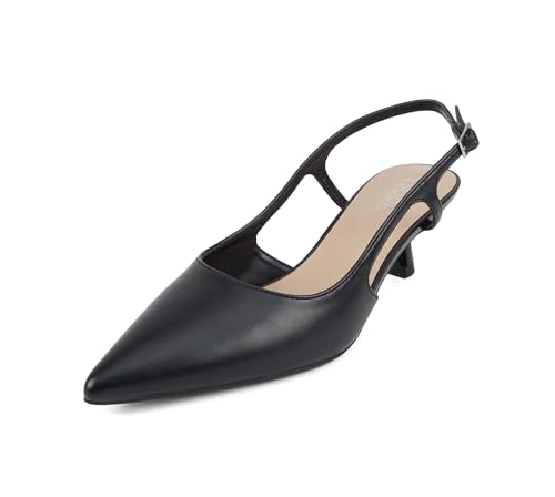 Bell ~ Women Pointed Toe Kitten Heel Slingback Dress Pumps2