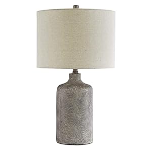 Signature Design by Ashley Linus Modern 25″ Ceramic Table Lamp, Natural Stone Finish
