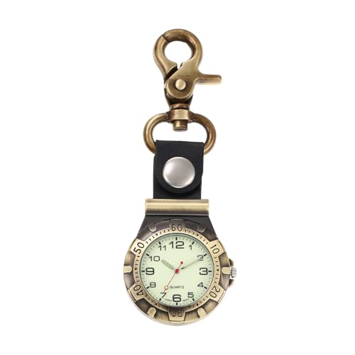 Reloj de bolsillo luminoso con broche de pinza para colgar tipo llavero unisex