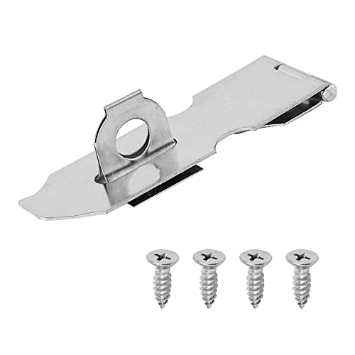 Image of MroMax Hasp Staple Padlock Latch, 128mm Length,Stainless Steel Furniture Cupboard Door Stainless Steel Silver Tone 1Pcs