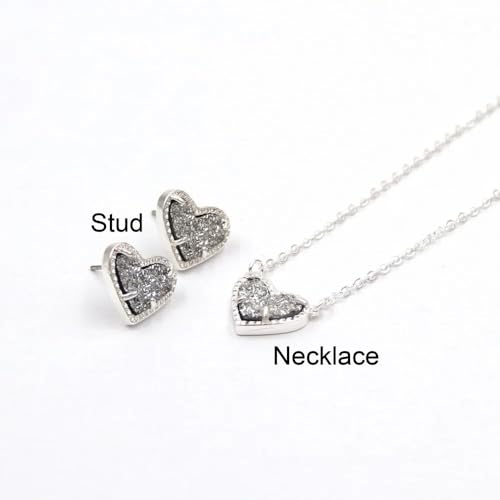 Collier Druzy cœur argent hypoallergénique contre les peaux sensibles - 6