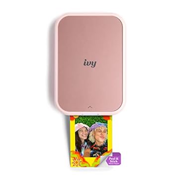 Canon Mini impressora fotográfica IVY 2, impressão de dispositivos iOS e Android compatíveis, impressões adesivas nas costas, rosa blush
